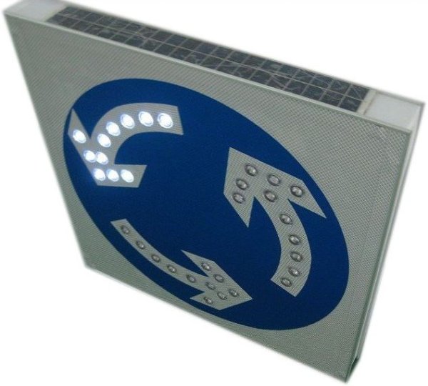 verkeersbord rotonde led solar