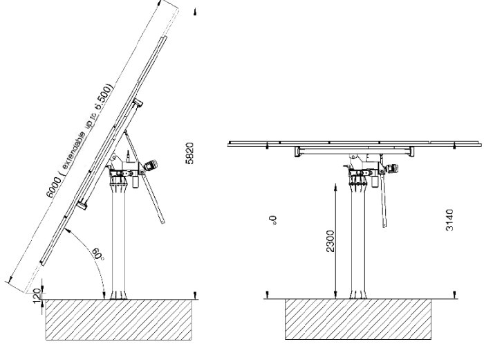 dual axis solar tracker 6-7kW